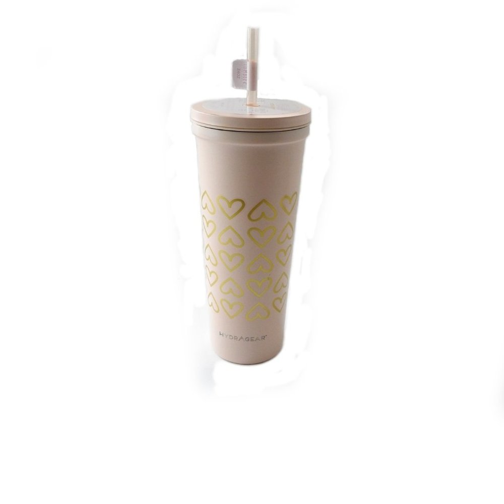 NWOT Stainless Steel Gold Hearts Tumbler Fashion Water Bottle Hydragear